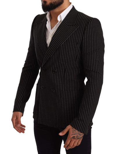 Dolce & Gabbana Black White Striped Slim Fit Coat Blazer #men, Black, Blazers - Men - Clothing, Dolce & Gabbana, feed-agegroup-adult, feed-color-Black, feed-gender-male, IT48 | M at SEYMAYKA