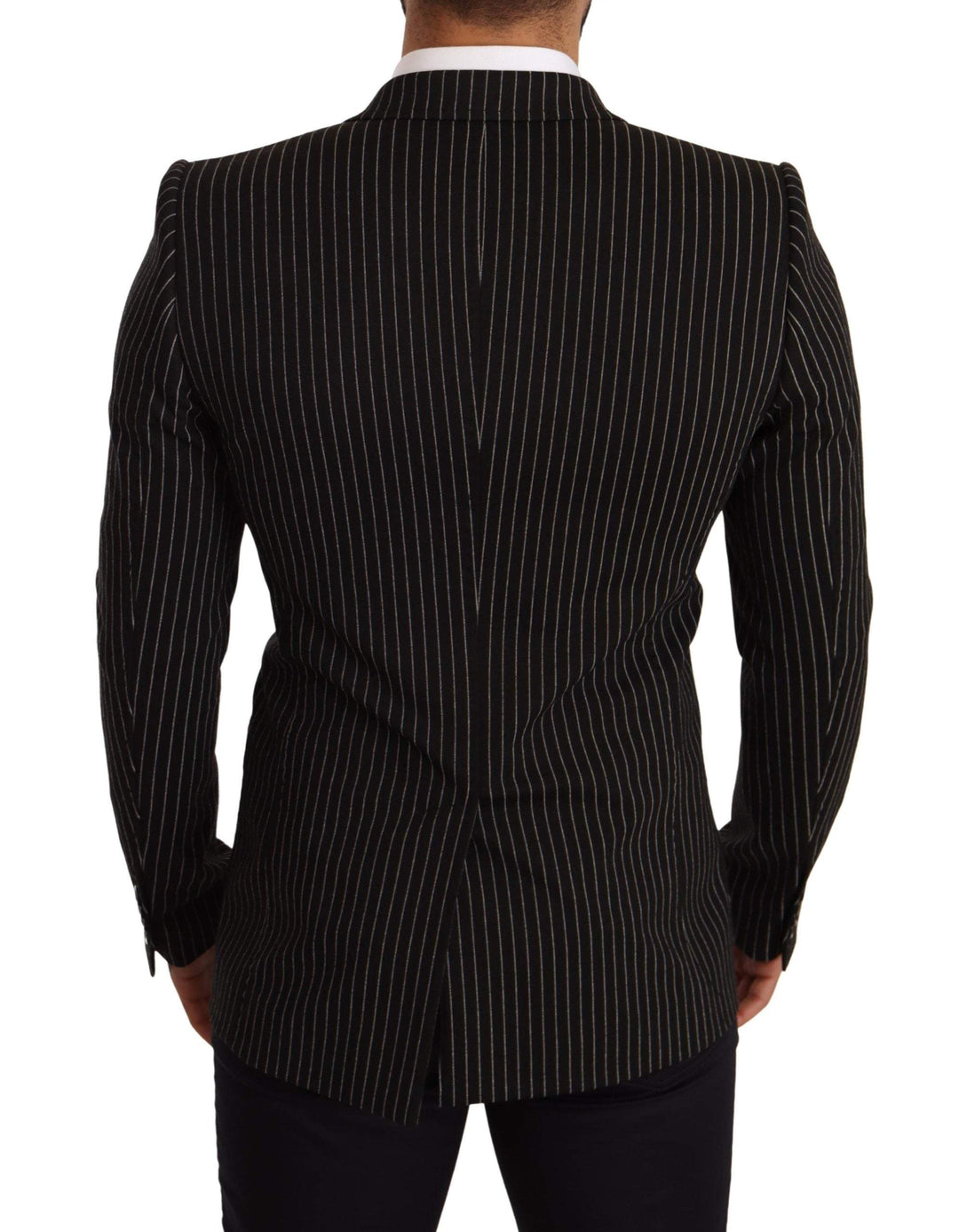Dolce & Gabbana Black White Striped Slim Fit Coat Blazer #men, Black, Blazers - Men - Clothing, Dolce & Gabbana, feed-agegroup-adult, feed-color-Black, feed-gender-male, IT48 | M at SEYMAYKA