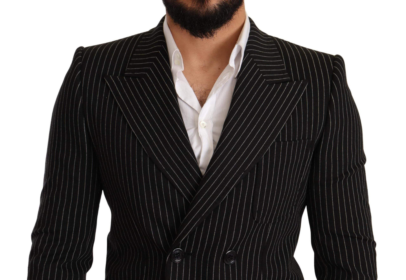 Dolce & Gabbana Black White Striped Slim Fit Coat Blazer #men, Black, Blazers - Men - Clothing, Dolce & Gabbana, feed-agegroup-adult, feed-color-Black, feed-gender-male, IT48 | M at SEYMAYKA