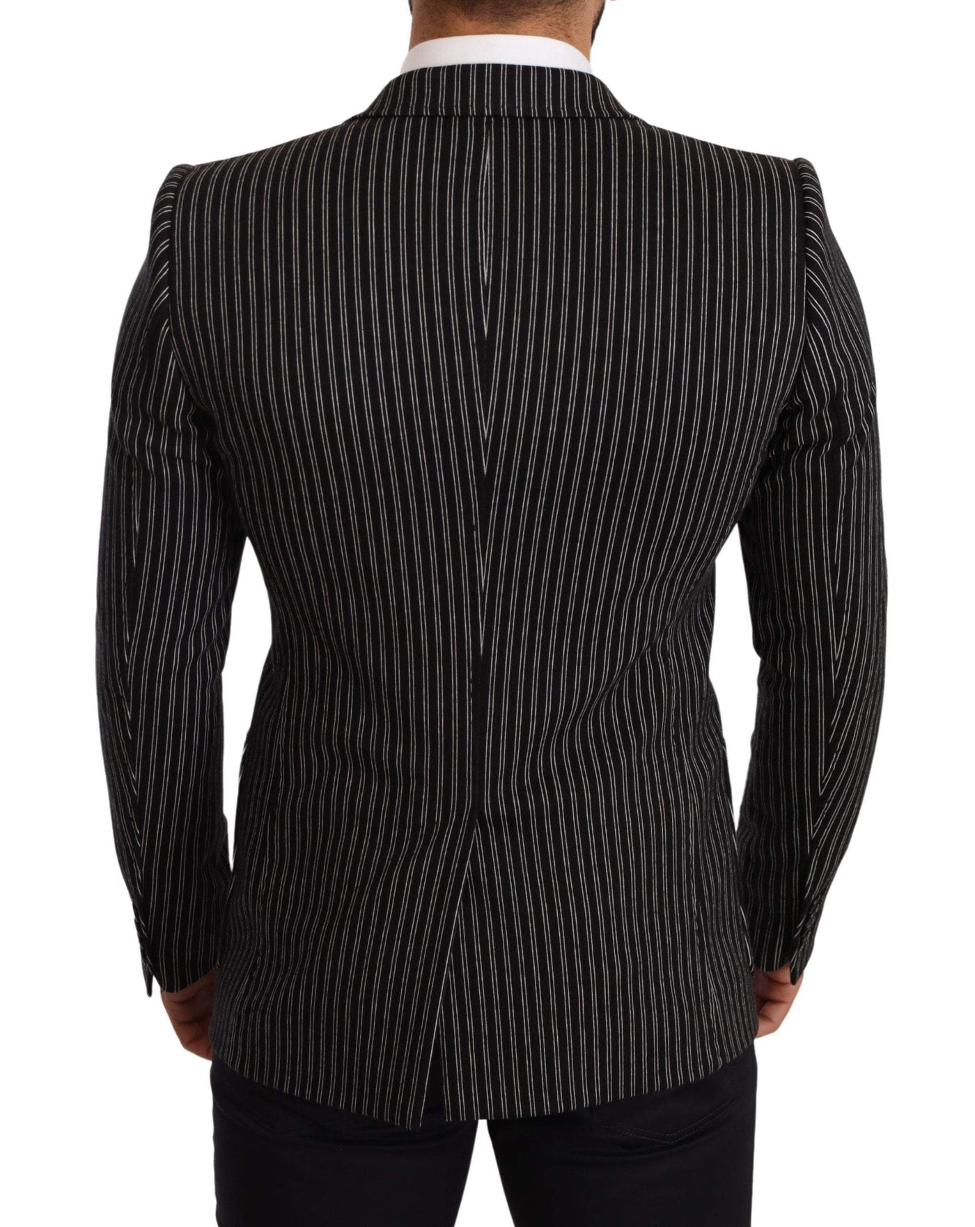 Dolce & Gabbana Black Striped Slim Fit Wool Coat Blazer #men, Black, Blazers - Men - Clothing, Dolce & Gabbana, feed-agegroup-adult, feed-color-Black, feed-gender-male, IT48 | M at SEYMAYKA