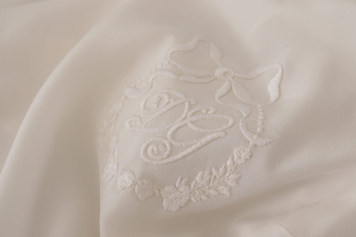 Dolce & Gabbana White Silk DG Logo Embroidered Long Sleeves Blouse