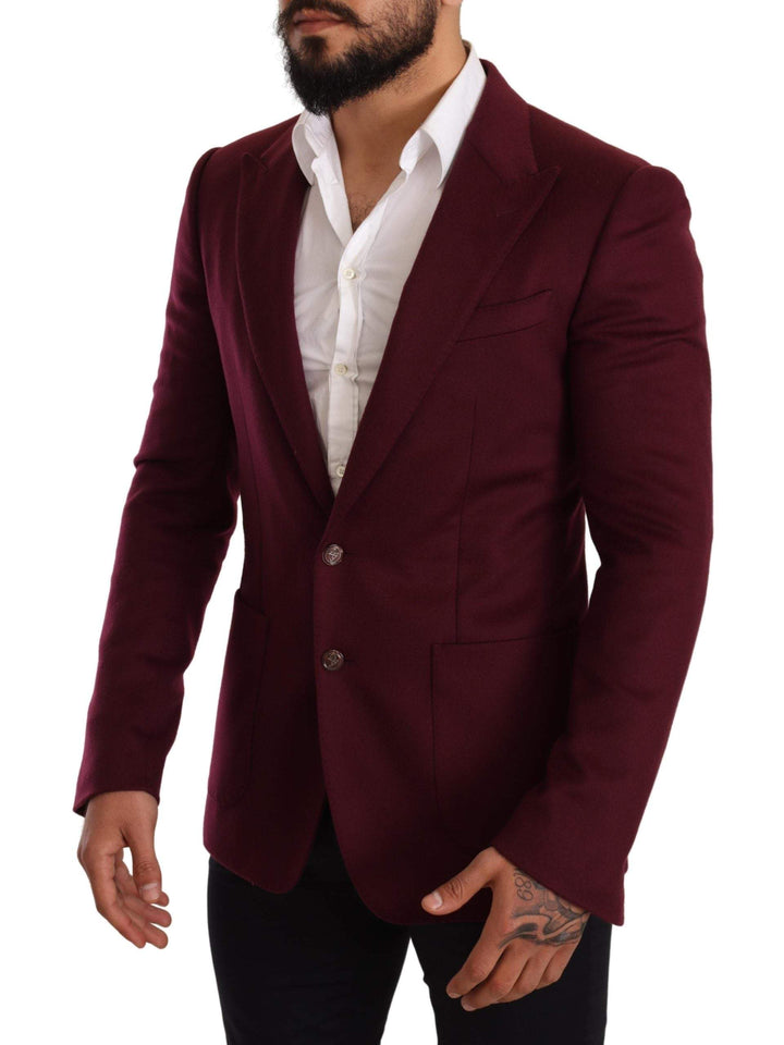 Dolce & Gabbana Maroon Cashmere Slim Fit Coat Jacket Blazer #men, Blazers - Men - Clothing, Bordeaux, Dolce & Gabbana, feed-agegroup-adult, feed-color-Bordeaux, feed-gender-male, IT48 | M at SEYMAYKA