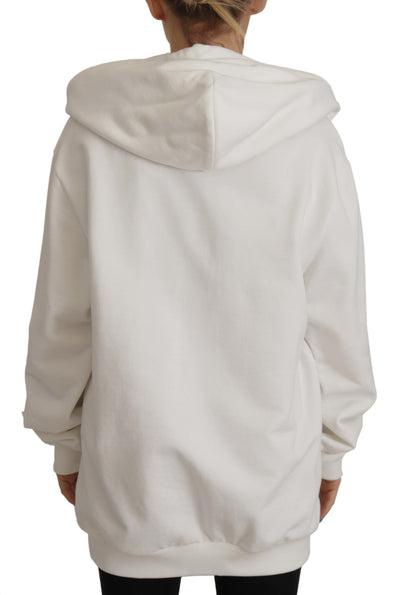 Dolce & Gabbana White Hoodie Pullover Embroidered Sweater