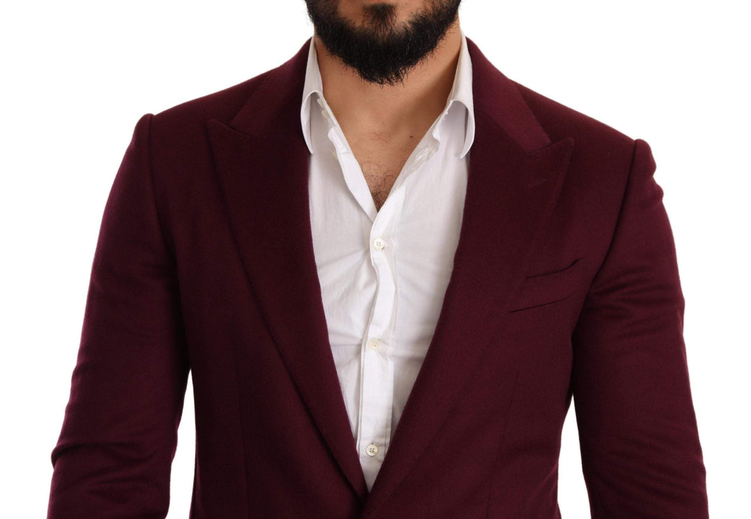 Dolce & Gabbana Maroon Cashmere Slim Fit Coat Jacket Blazer #men, Blazers - Men - Clothing, Bordeaux, Dolce & Gabbana, feed-agegroup-adult, feed-color-Bordeaux, feed-gender-male, IT48 | M at SEYMAYKA