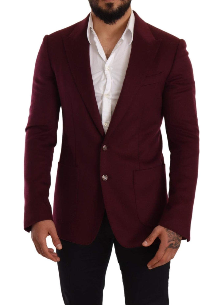 Dolce & Gabbana Maroon Cashmere Slim Fit Coat Jacket Blazer #men, Blazers - Men - Clothing, Bordeaux, Dolce & Gabbana, feed-agegroup-adult, feed-color-Bordeaux, feed-gender-male, IT48 | M at SEYMAYKA