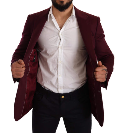Dolce & Gabbana Maroon Cashmere Slim Fit Coat Jacket Blazer #men, Blazers - Men - Clothing, Bordeaux, Dolce & Gabbana, feed-agegroup-adult, feed-color-Bordeaux, feed-gender-male, IT48 | M at SEYMAYKA