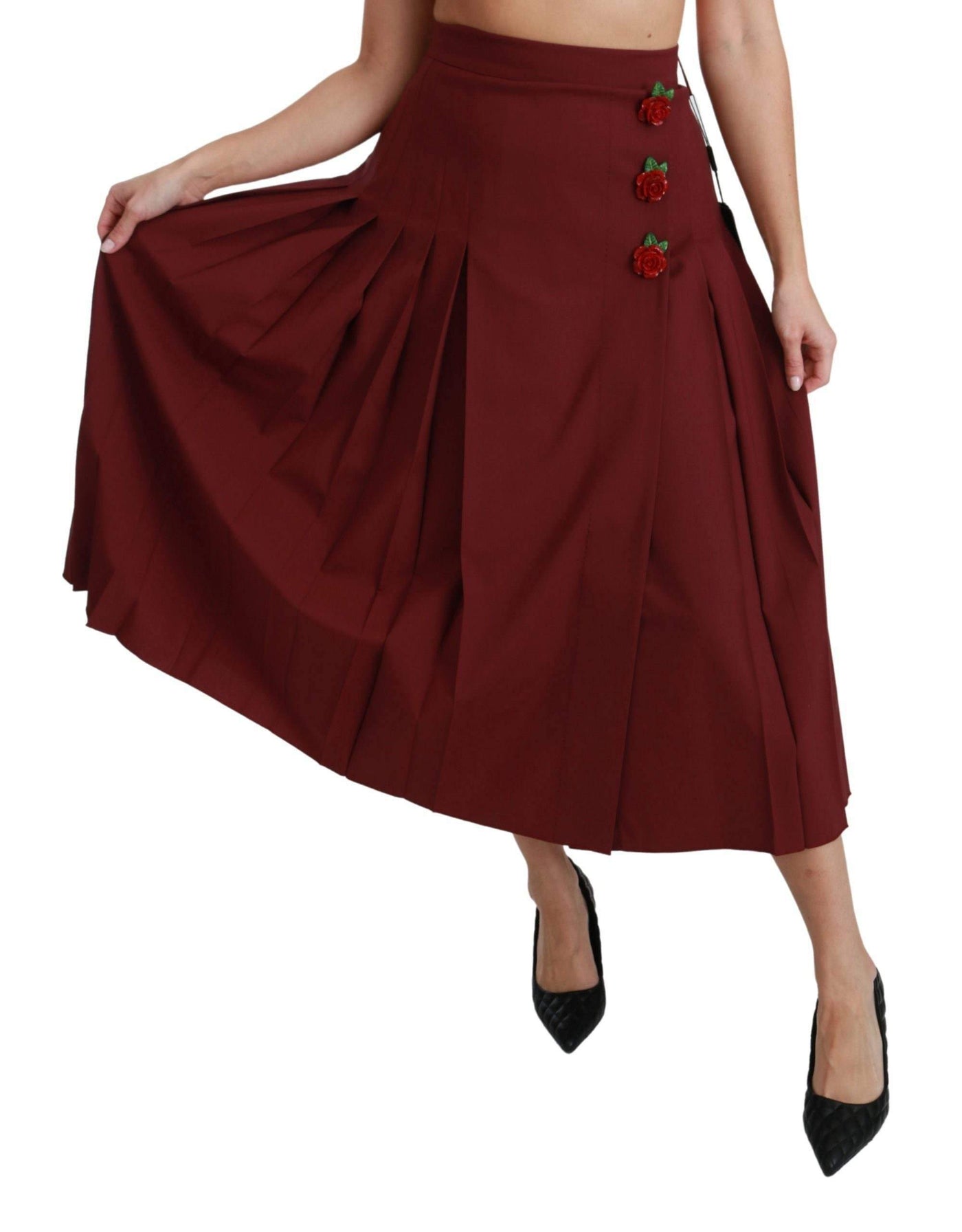 Dolce & Gabbana Red High Waist Pleated Maxi Wool Skirt #women, Brand_Dolce & Gabbana, Catch, Dolce & Gabbana, feed-agegroup-adult, feed-color-red, feed-gender-female, feed-size-IT38|XS, feed-size-IT40|S, feed-size-IT46|XL, Gender_Women, IT38|XS, IT40|S, IT46|XL, Kogan, Red, Skirts - Women - Clothing, Women - New Arrivals at SEYMAYKA