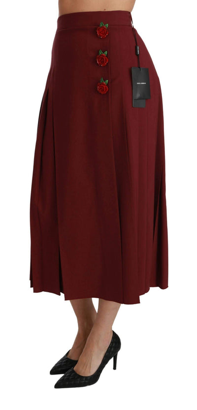 Dolce & Gabbana Red High Waist Pleated Maxi Wool Skirt #women, Brand_Dolce & Gabbana, Catch, Dolce & Gabbana, feed-agegroup-adult, feed-color-red, feed-gender-female, feed-size-IT38|XS, feed-size-IT40|S, feed-size-IT46|XL, Gender_Women, IT38|XS, IT40|S, IT46|XL, Kogan, Red, Skirts - Women - Clothing, Women - New Arrivals at SEYMAYKA