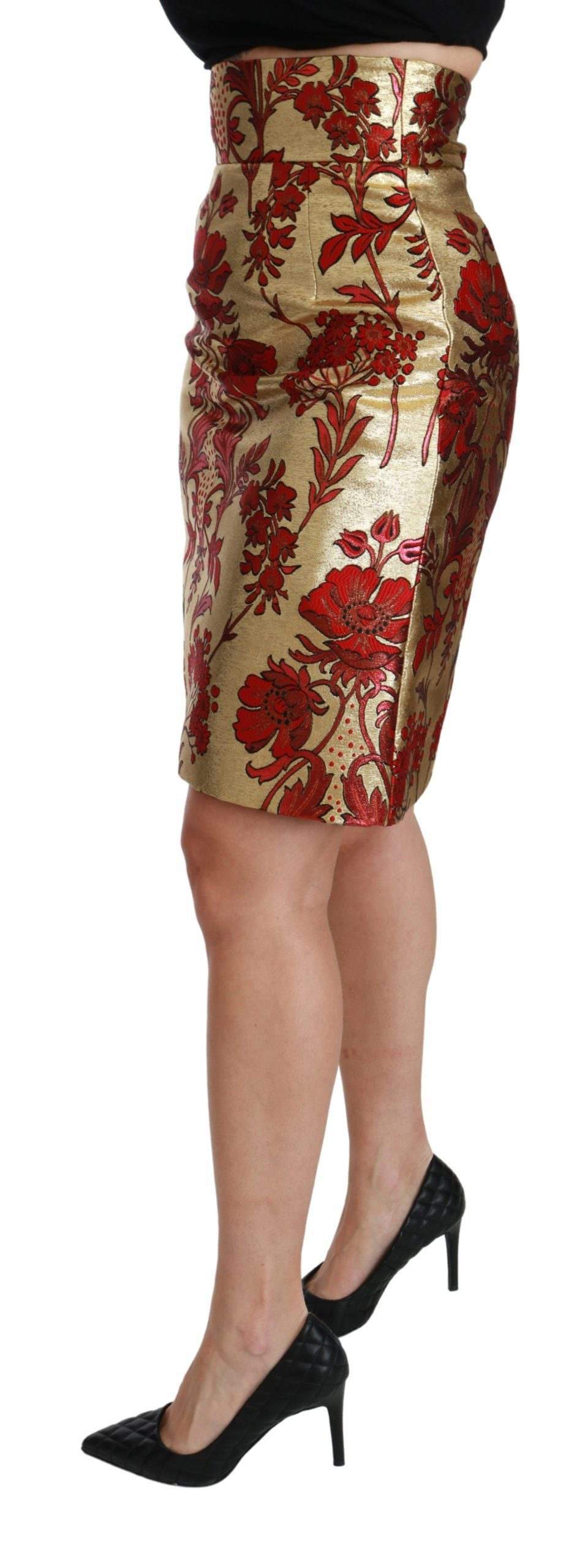 Dolce & Gabbana Gold Floral Jacquard High Waist Mini Skirt #women, Brand_Dolce & Gabbana, Catch, Dolce & Gabbana, feed-agegroup-adult, feed-color-gold, feed-gender-female, feed-size-IT36 | XS, feed-size-IT38|XS, feed-size-IT40|S, feed-size-IT42|M, Gender_Women, Gold, IT36 | XS, IT38|XS, IT40|S, IT42|M, IT44|L, IT46|XL, Kogan, Skirts - Women - Clothing, Women - New Arrivals at SEYMAYKA