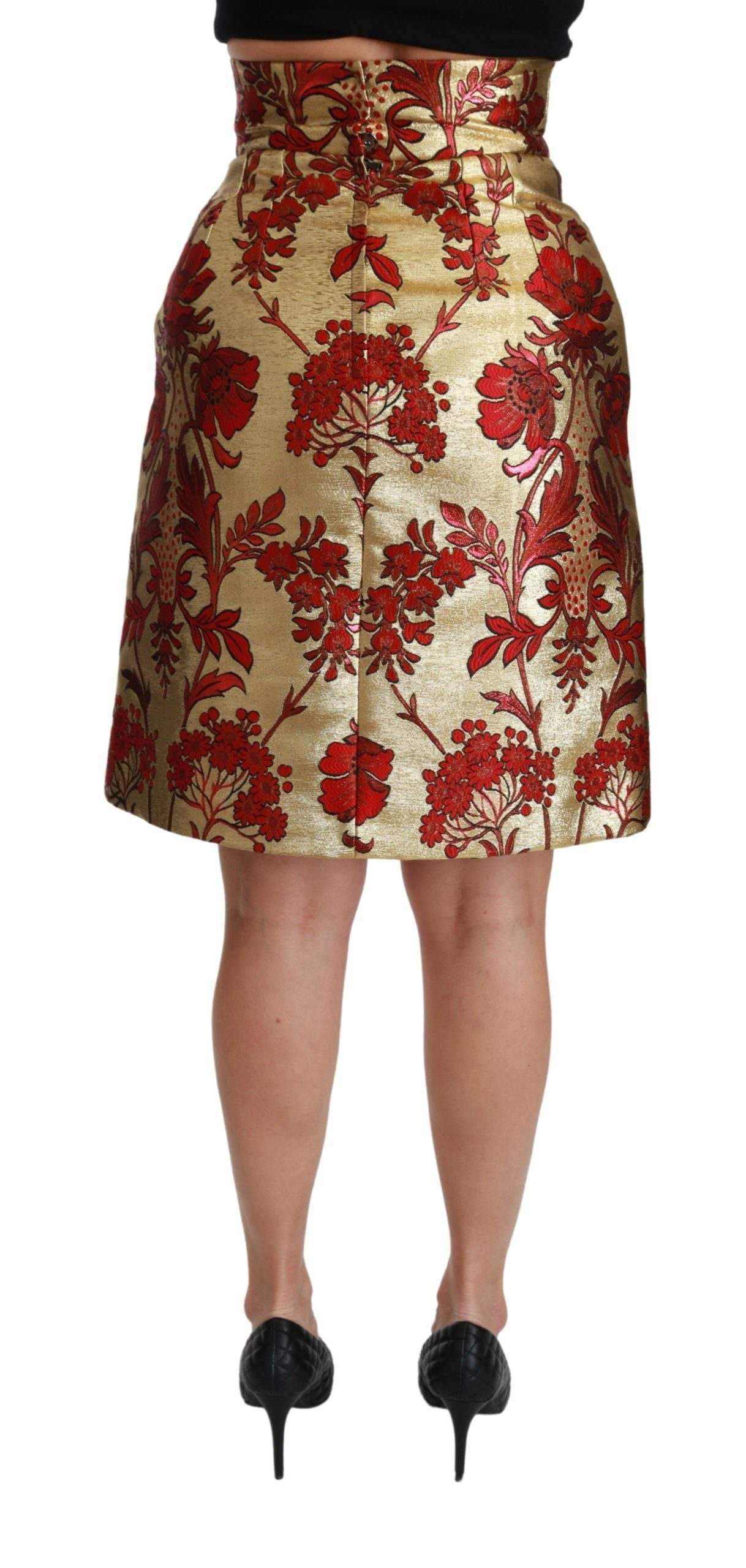 Dolce & Gabbana Gold Floral Jacquard High Waist Mini Skirt #women, Brand_Dolce & Gabbana, Catch, Dolce & Gabbana, feed-agegroup-adult, feed-color-gold, feed-gender-female, feed-size-IT36 | XS, feed-size-IT38|XS, feed-size-IT40|S, feed-size-IT42|M, Gender_Women, Gold, IT36 | XS, IT38|XS, IT40|S, IT42|M, IT44|L, IT46|XL, Kogan, Skirts - Women - Clothing, Women - New Arrivals at SEYMAYKA