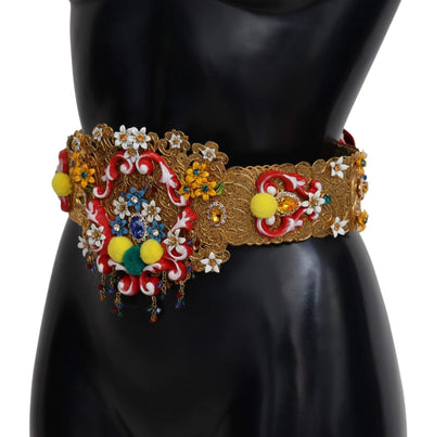 Embellished Floral Crystal Wide Waist Carretto Belt #men, Accessories - New Arrivals, Belts - Men - Accessories, Dolce & Gabbana, feed-agegroup-adult, feed-color-Gold, feed-gender-male, Gold, IT42|M at SEYMAYKA