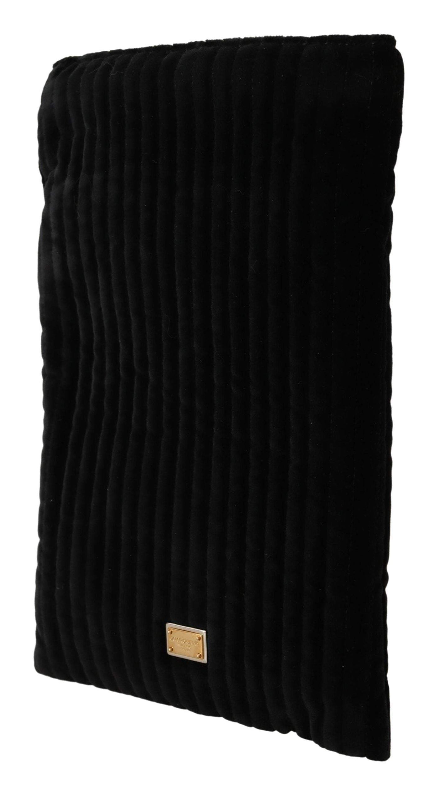Dolce & Gabbana Black Velvet Quilt Drawstring Logo Plaque Pouch Bag #women, Black, Dolce & Gabbana, feed-agegroup-adult, feed-color-Black, feed-gender-female, Handbags - Women - Bags at SEYMAYKA