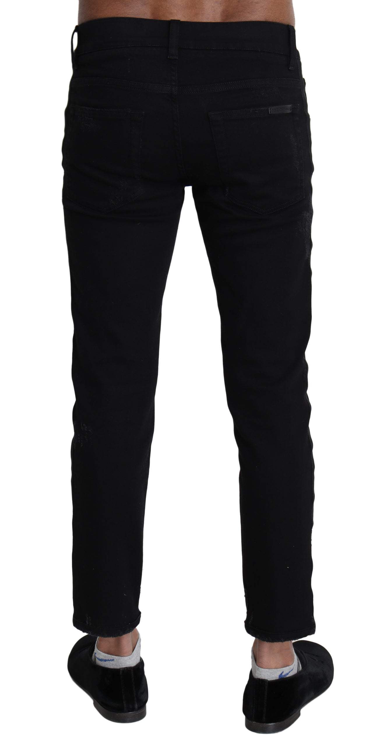 Dolce & Gabbana Black Heraldic Embroidery Skinny Denim Jeans #men, Dolce & Gabbana, feed-1, IT44 | XS, Jeans & Pants - Men - Clothing, Men - New Arrivals at SEYMAYKA