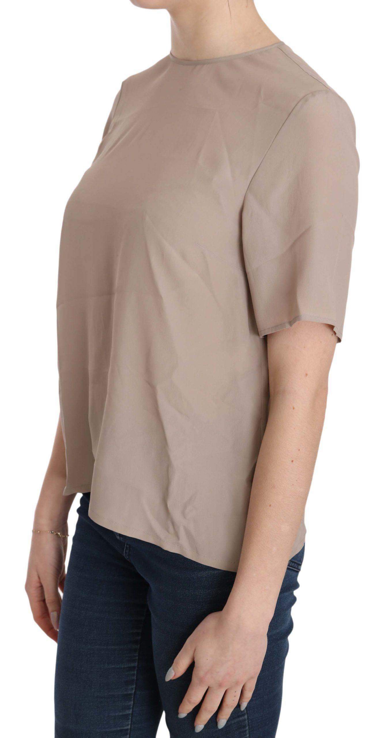 Dolce & Gabbana  Beige Crew Neck Short Sleeve Blouse #women, Beige, Brand_Dolce & Gabbana, Catch, Dolce & Gabbana, feed-agegroup-adult, feed-color-beige, feed-gender-female, feed-size-IT40|S, Gender_Women, IT40|S, Kogan, Tops & T-Shirts - Women - Clothing, Women - New Arrivals at SEYMAYKA