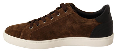 Dolce & Gabbana Brown Suede Leather Mens Low Tops Sneakers