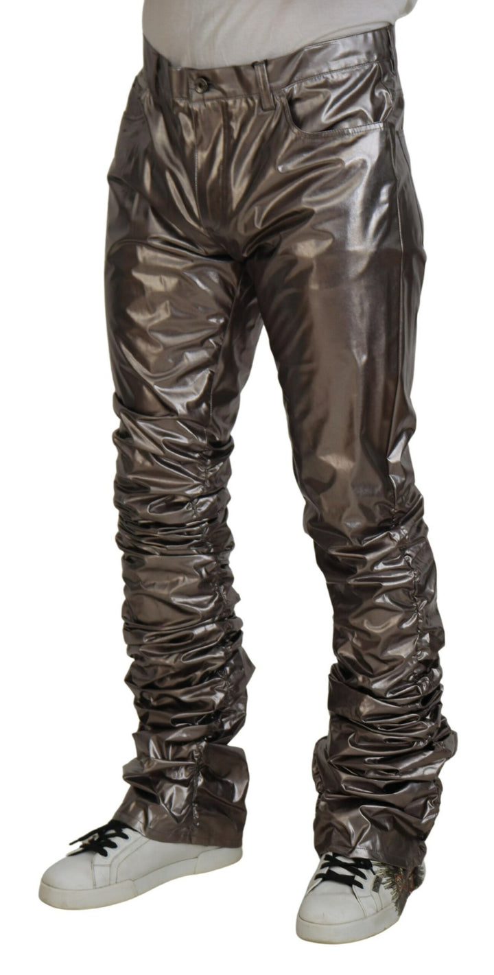 Dolce & gabbana Silver Metallic Nylon Stretch Pants
