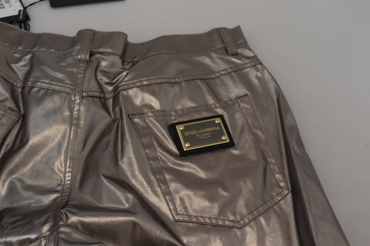 Dolce & gabbana Silver Metallic Nylon Stretch Pants