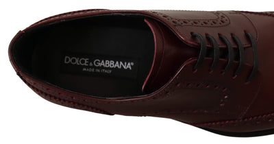 Dolce & Gabbana Bordeaux Leather Oxford Wingtip Formal Shoes #men, Bordeaux, Dolce & Gabbana, EU41.5/US8.5, EU41/US8, EU42.5/US9.5, EU42/US9, EU43/US10, EU44/US11, EU45/US12, feed-agegroup-adult, feed-color-Bordeaux, feed-gender-male, Formal - Men - Shoes at SEYMAYKA