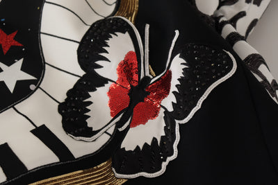 Dolce & Gabbana Black Love Clock Sequined Piano Skirt