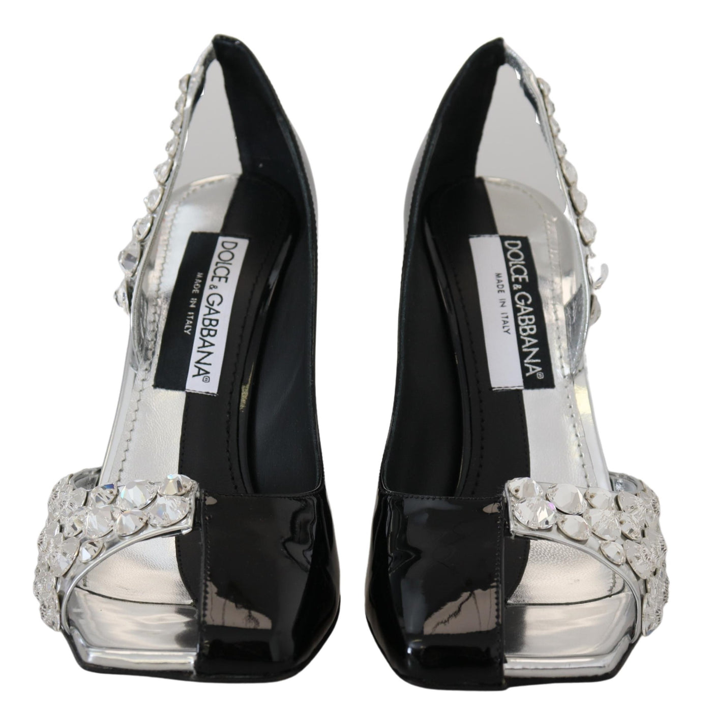 Black Silver Crystal Double Design High Heels Shoes