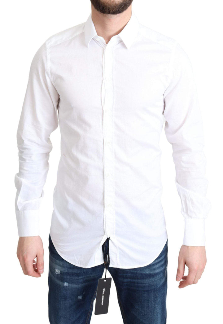 Dolce & Gabbana White Cotton Long Sleeves Formal Shirt #men, Dolce & Gabbana, feed-agegroup-adult, feed-color-White, feed-gender-male, IT37 | XS, IT42 | XL, Shirts - Men - Clothing, White at SEYMAYKA