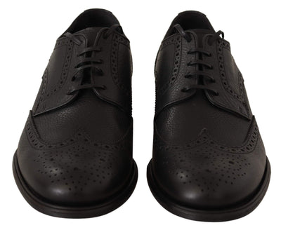 Dolce & Gabbana Black Leather Oxford Wingtip Formal Dress Shoes #men, Black, Dolce & Gabbana, EU39/US6, EU40/US7, EU41.5/US8.5, EU41/US8, EU42.5/US9.5, EU42/US9, EU43.5/US10.5, EU43/US10, EU44.5/US11.5, EU44/US11, EU45/US12, feed-agegroup-adult, feed-color-Black, feed-gender-male, Formal - Men - Shoes at SEYMAYKA