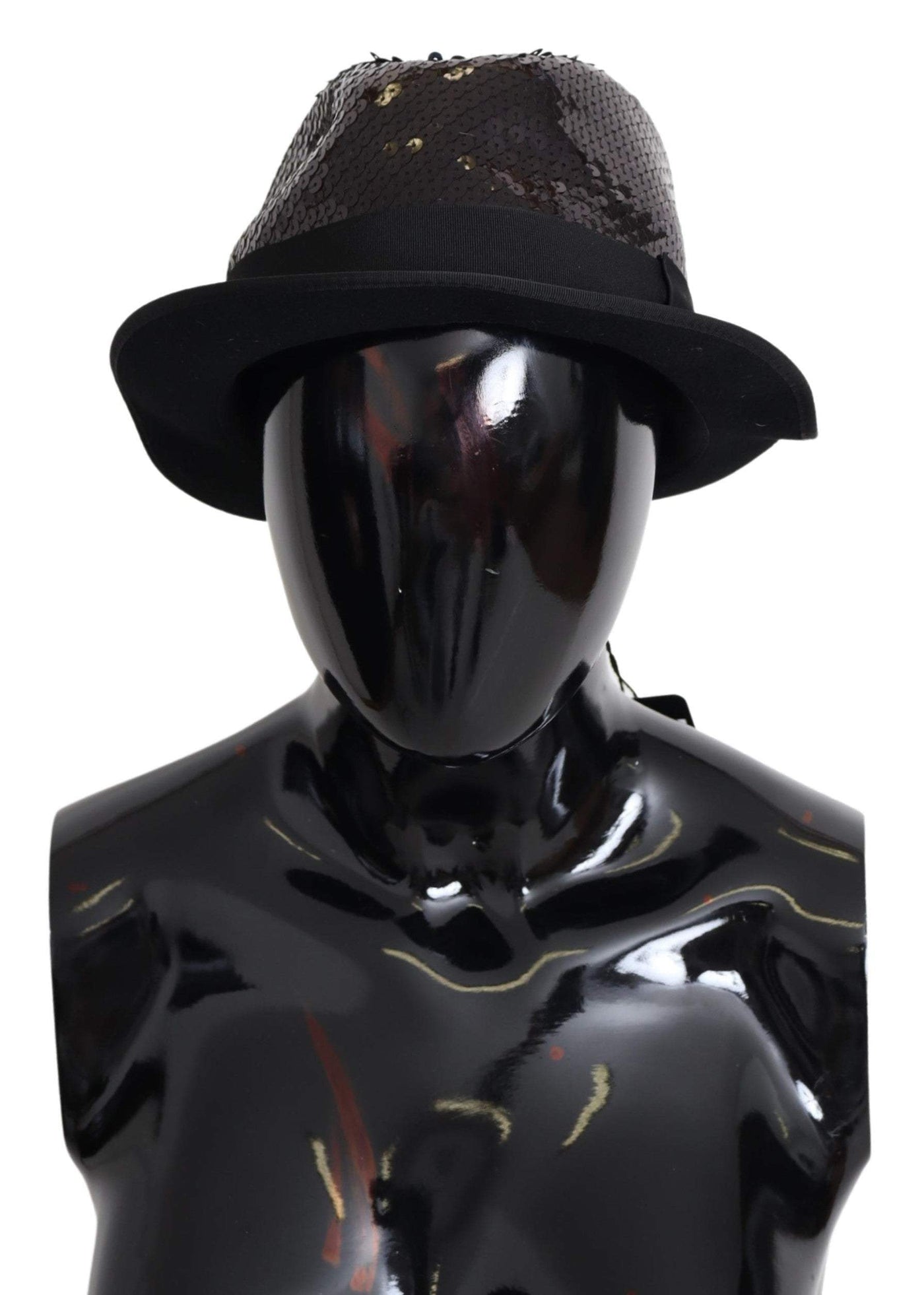 Dolce & Gabbana Black Polyester Sequin Women Fedora Capello Hat #men, 58 cm|M, Accessories - New Arrivals, Black, Dolce & Gabbana, feed-agegroup-adult, feed-color-black, feed-gender-male, Hats & Caps - Men - Accessories at SEYMAYKA