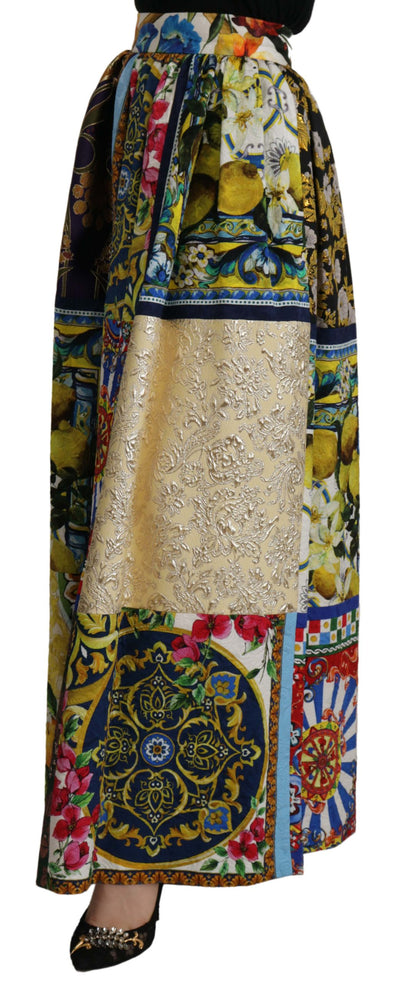 Dolce & Gabbana Multicolor Patchwork Sicily Long Maxi Skirt