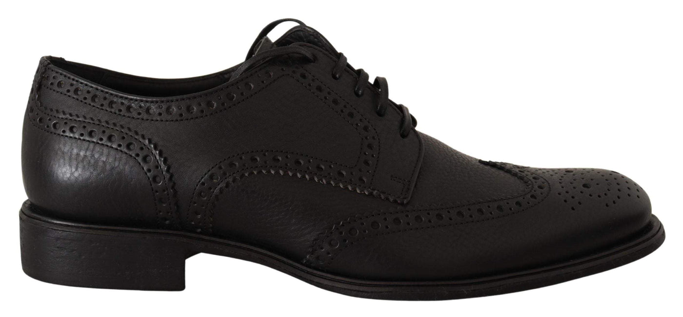 Dolce & Gabbana Black Leather Oxford Wingtip Formal Dress Shoes #men, Black, Dolce & Gabbana, EU39/US6, EU40/US7, EU41.5/US8.5, EU41/US8, EU42.5/US9.5, EU42/US9, EU43.5/US10.5, EU43/US10, EU44.5/US11.5, EU44/US11, EU45/US12, feed-agegroup-adult, feed-color-Black, feed-gender-male, Formal - Men - Shoes at SEYMAYKA