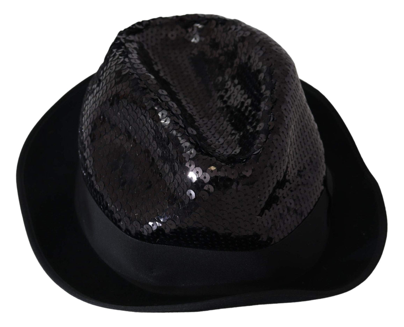 Dolce & Gabbana Black Polyester Sequin Women Fedora Capello Hat #men, 58 cm|M, Accessories - New Arrivals, Black, Dolce & Gabbana, feed-agegroup-adult, feed-color-black, feed-gender-male, Hats & Caps - Men - Accessories at SEYMAYKA