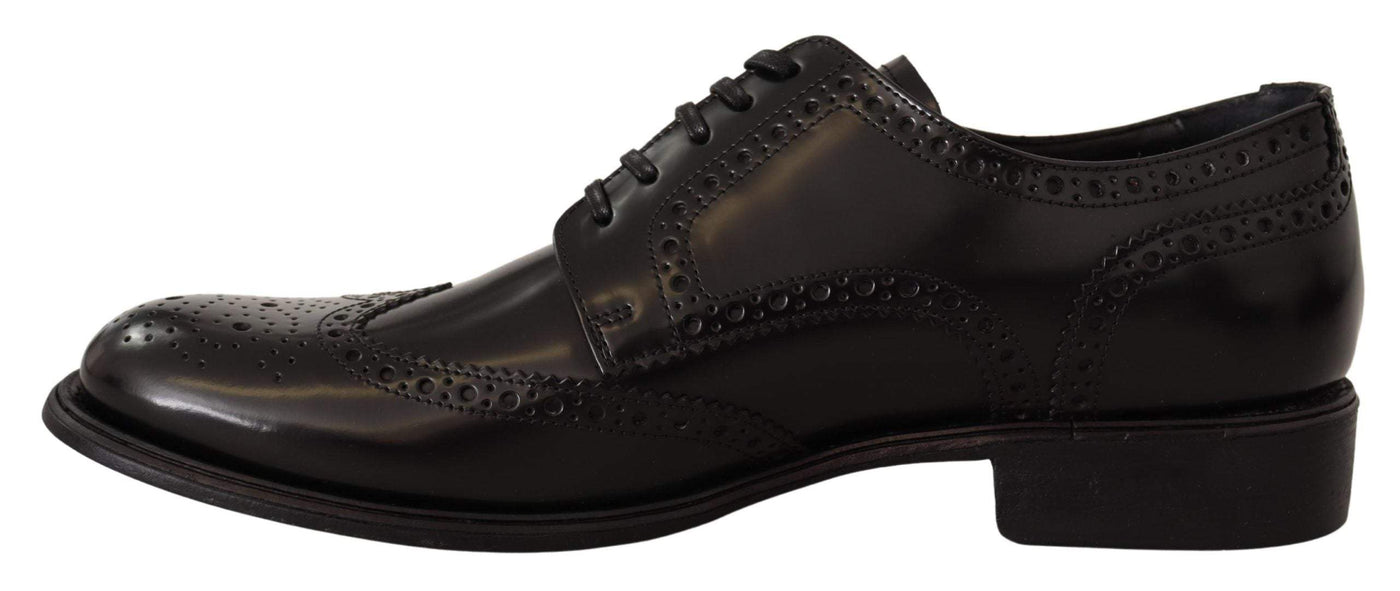 Dolce & Gabbana Black Leather Oxford Wingtip Formal Shoes #men, Black, Dolce & Gabbana, EU39/US6, EU40/US7, EU41.5/US8.5, EU41/US8, EU42.5/US9.5, EU42/US9, EU44.5/US11.5, EU44/US11, EU45/US12, feed-agegroup-adult, feed-color-Black, feed-gender-male, Formal - Men - Shoes at SEYMAYKA