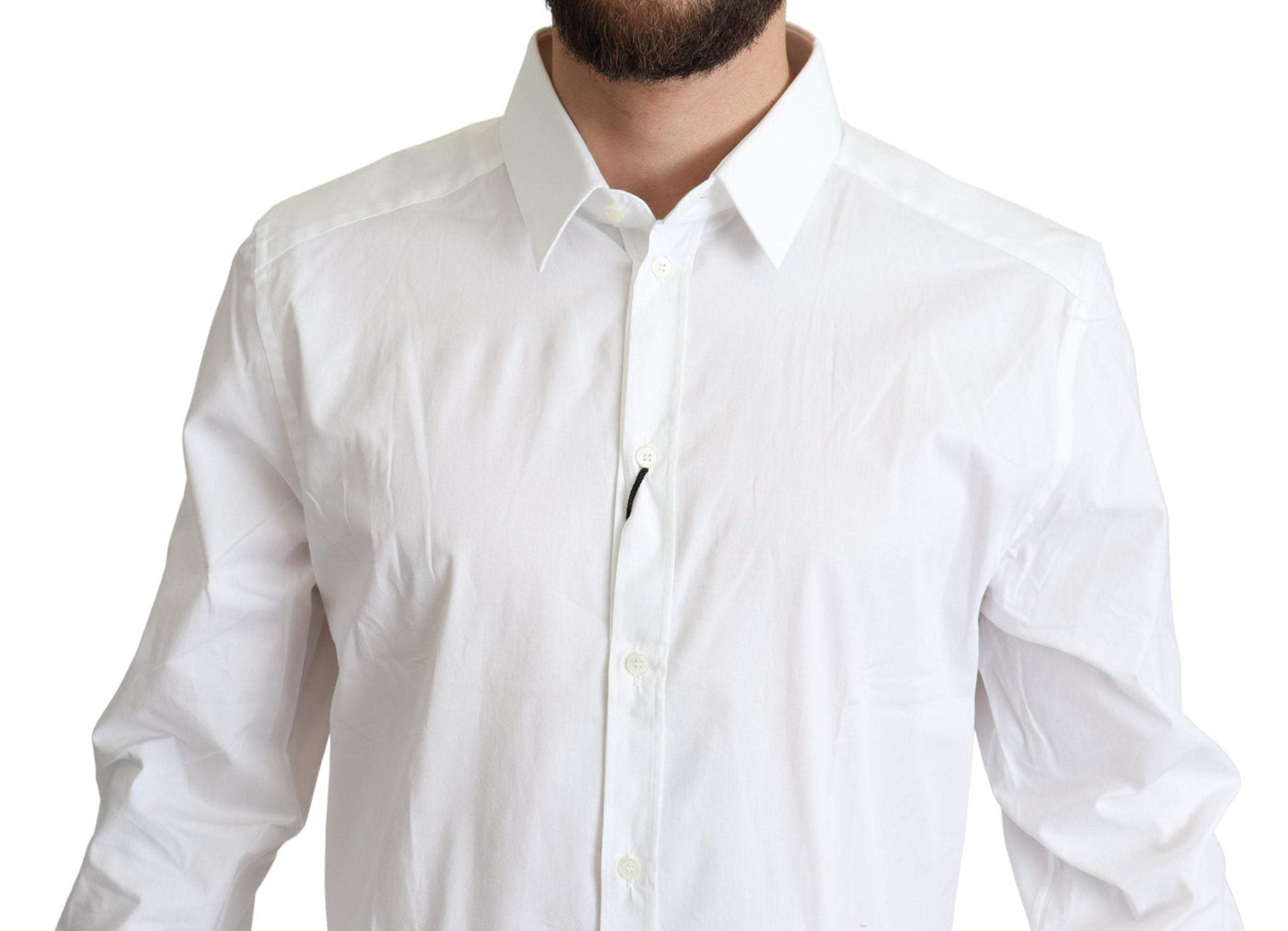 Dolce & Gabbana White Cotton Stretch Men Dress Formal Shirt #men, Dolce & Gabbana, feed-agegroup-adult, feed-color-White, feed-gender-male, IT38 | XS, Shirts - Men - Clothing, White at SEYMAYKA