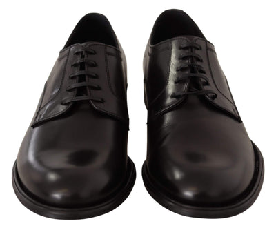 Dolce & Gabbana Black Leather Lace Up Mens Formal Derby Shoes #men, Black, Dolce & Gabbana, EU41/US8, EU42/US9, EU43/US10, feed-agegroup-adult, feed-color-Black, feed-gender-male, Formal - Men - Shoes at SEYMAYKA
