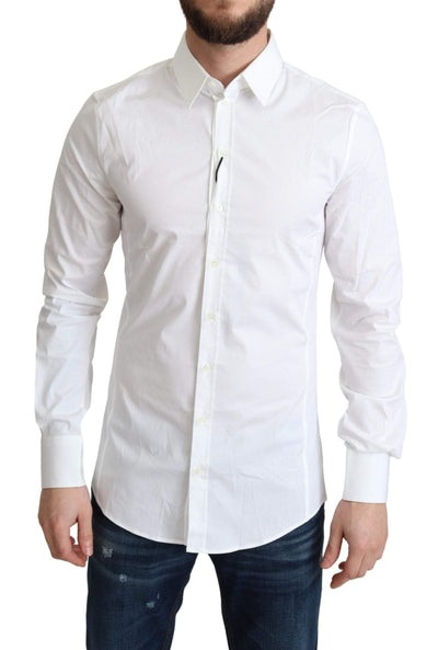 White Cotton Stretch Men Formal SICILIA Shirt #men, Dolce & Gabbana, IT38 | XS, Shirts - Men - Clothing, White at SEYMAYKA