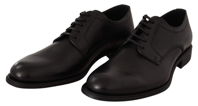 Dolce & Gabbana Black Leather Lace Up Mens Formal Derby Shoes #men, Black, Dolce & Gabbana, EU40/US7, EU41.5/US8.5, EU41/US8, EU42.5/US9.5, EU42/US9, EU43.5/US10.5, EU43/US10, EU44/US11, EU45/US12, feed-agegroup-adult, feed-color-Black, feed-gender-male, Formal - Men - Shoes at SEYMAYKA