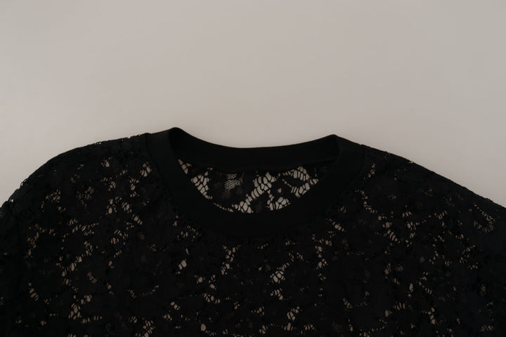 Dolce & Gabbana Black Floral Lace Pullover Sicily Blouse