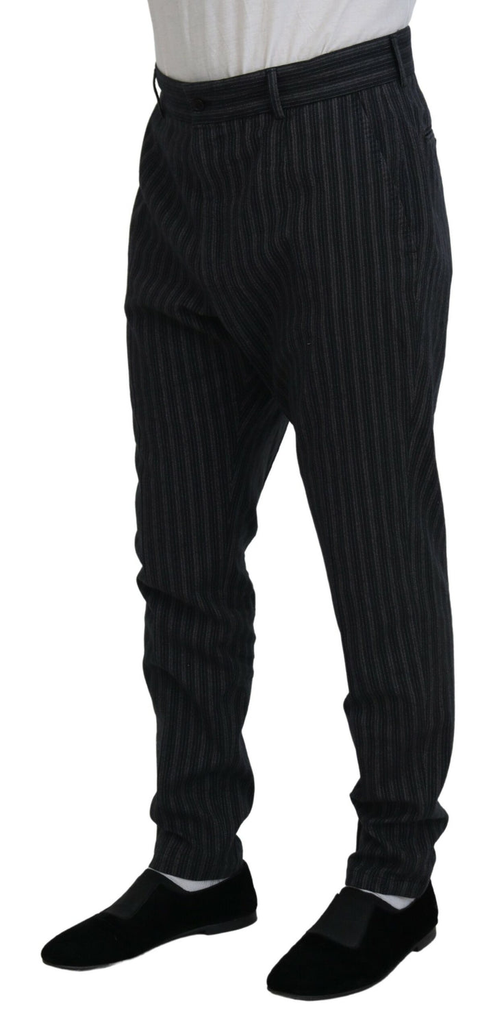 Dolce & Gabbana Dark Gray Stripes Chino Dress Pants