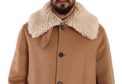 Dolce & Gabbana Beige Camel Skin Cashmere Shearling Overcoat Jacket #men, Beige, Dolce & Gabbana, feed-1, IT48 | M, Jackets - Men - Clothing at SEYMAYKA