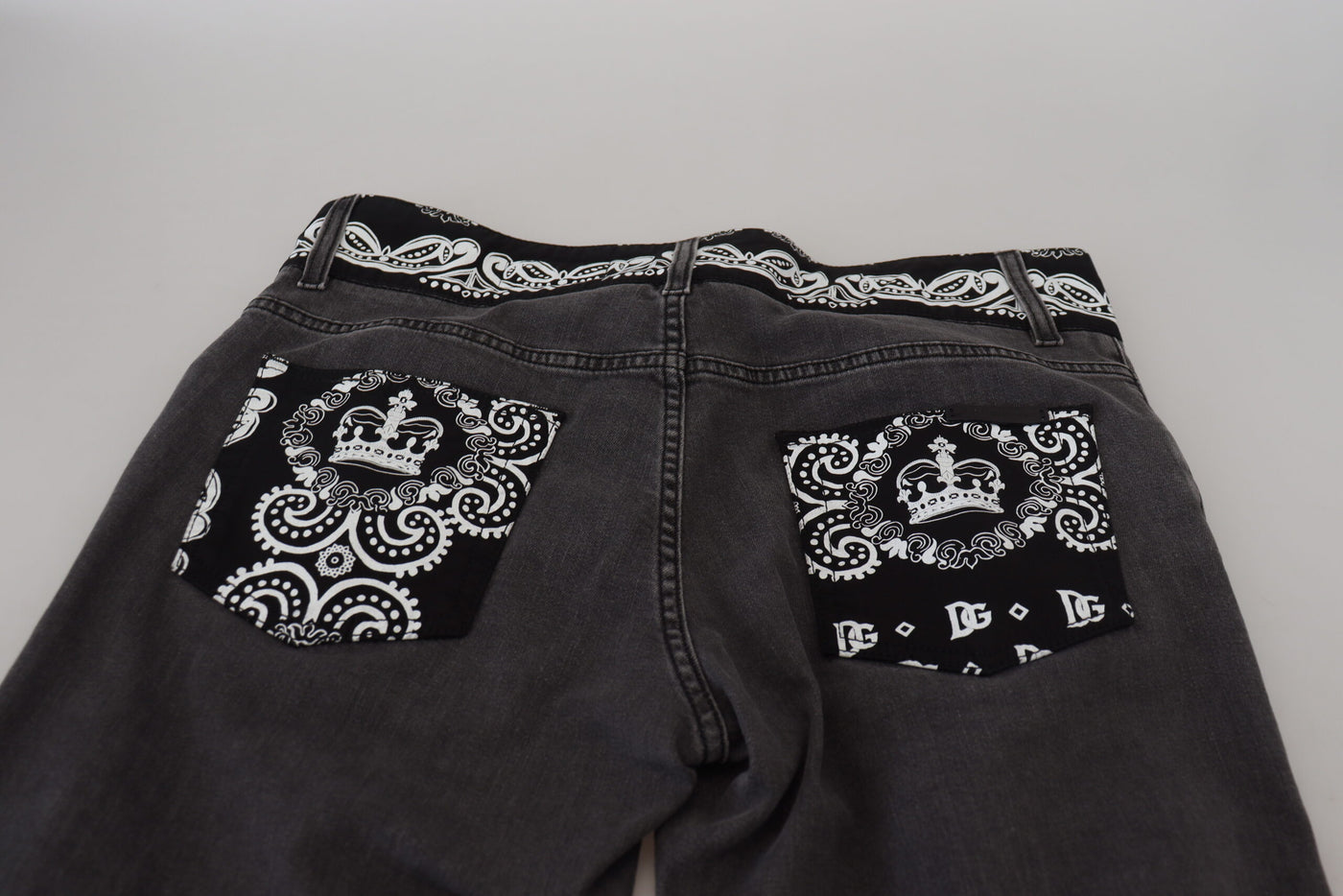 Dolce & Gabbana Gray Wash Black Crown Slim Fit Denim Jeans