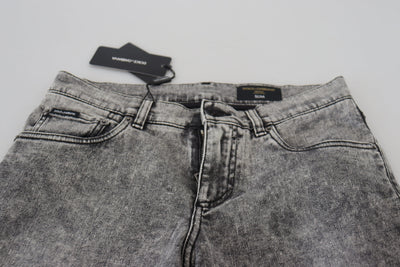 Dolce & Gabbana Grey Washed Cotton Slim Fit Men Denim Jeans