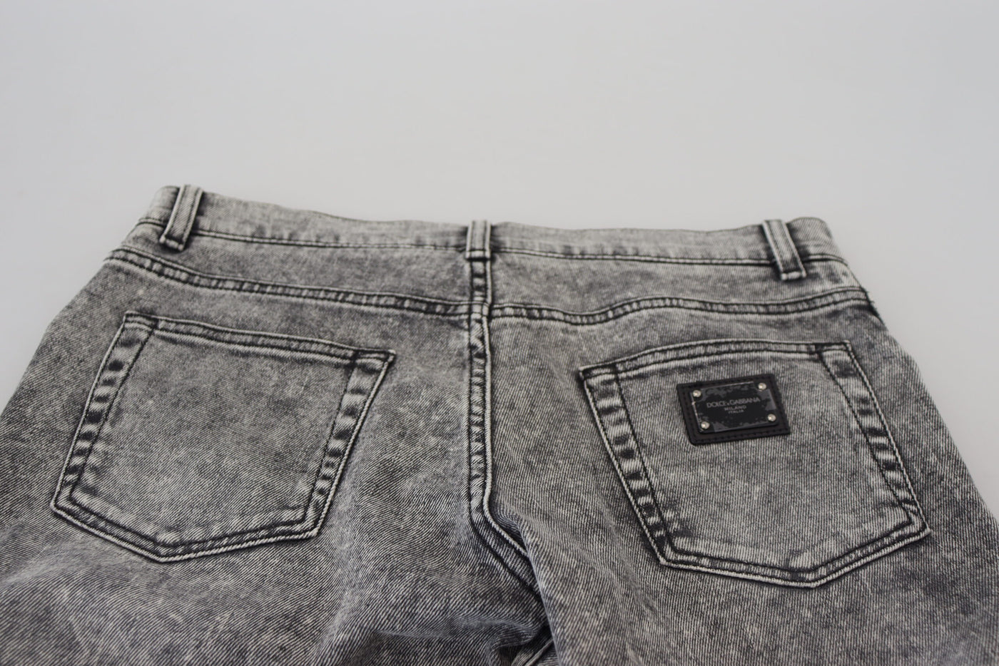 Dolce & Gabbana Grey Washed Cotton Slim Fit Men Denim Jeans