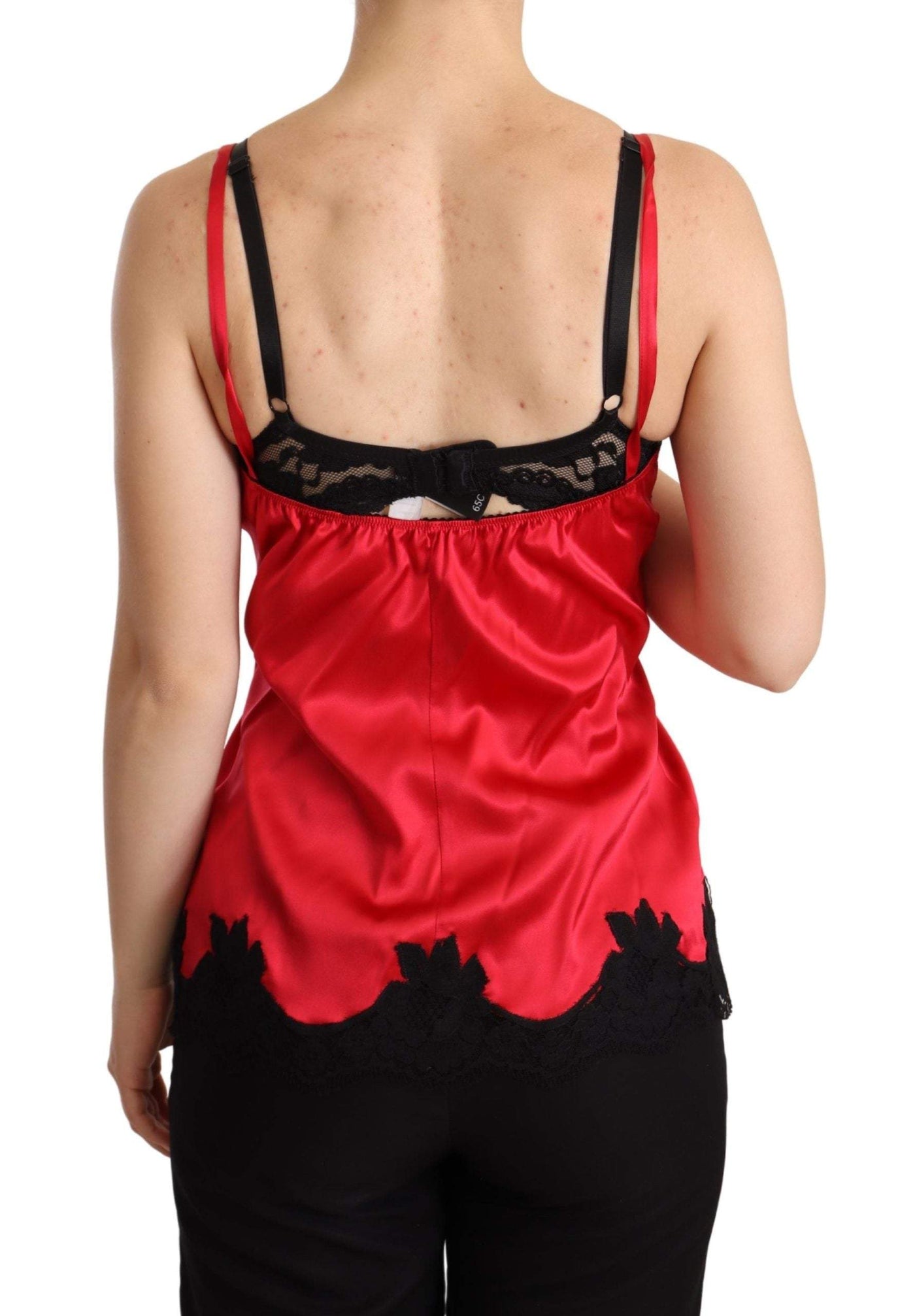Dolce & Gabbana Red Floral Lace Trimmed Silk Satin Camisole Top Dolce & Gabbana, feed-agegroup-adult, feed-color-Red, feed-gender-female, IT2 | S, Red, Tops & T-Shirts - Women - Clothing at SEYMAYKA