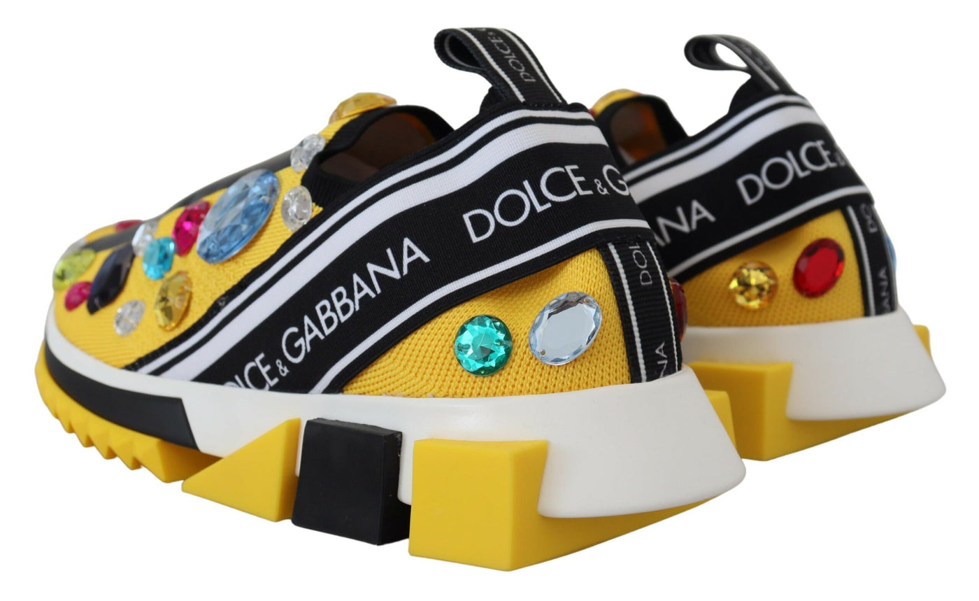 Yellow Sorrento Crystals Sneakers Shoes