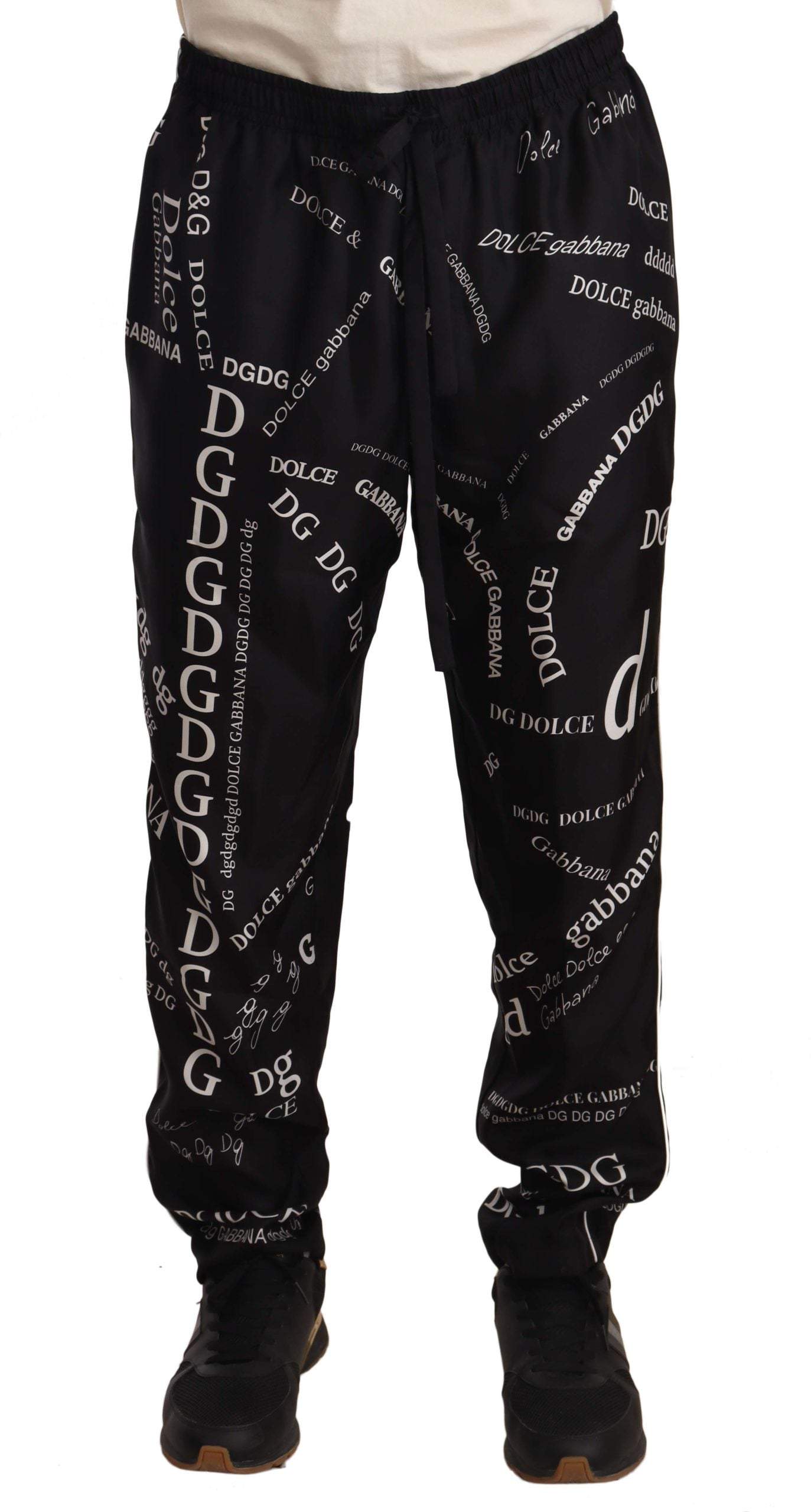 Dolce & Gabbana Black Silk Logo Print Lounge Jogging Trousers Pants #men, Black, Dolce & Gabbana, feed-agegroup-adult, feed-color-Black, feed-gender-male, IT46 | S, IT50 | L, IT54 | XL, IT56 | XXL, Jeans & Pants - Men - Clothing at SEYMAYKA