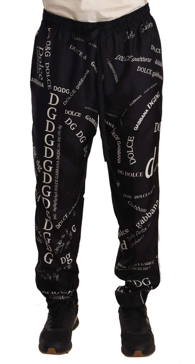 Dolce & Gabbana Black Silk Logo Print Lounge Jogging Trousers Pants #men, Black, Dolce & Gabbana, feed-agegroup-adult, feed-color-Black, feed-gender-male, IT46 | S, IT50 | L, IT54 | XL, IT56 | XXL, Jeans & Pants - Men - Clothing at SEYMAYKA