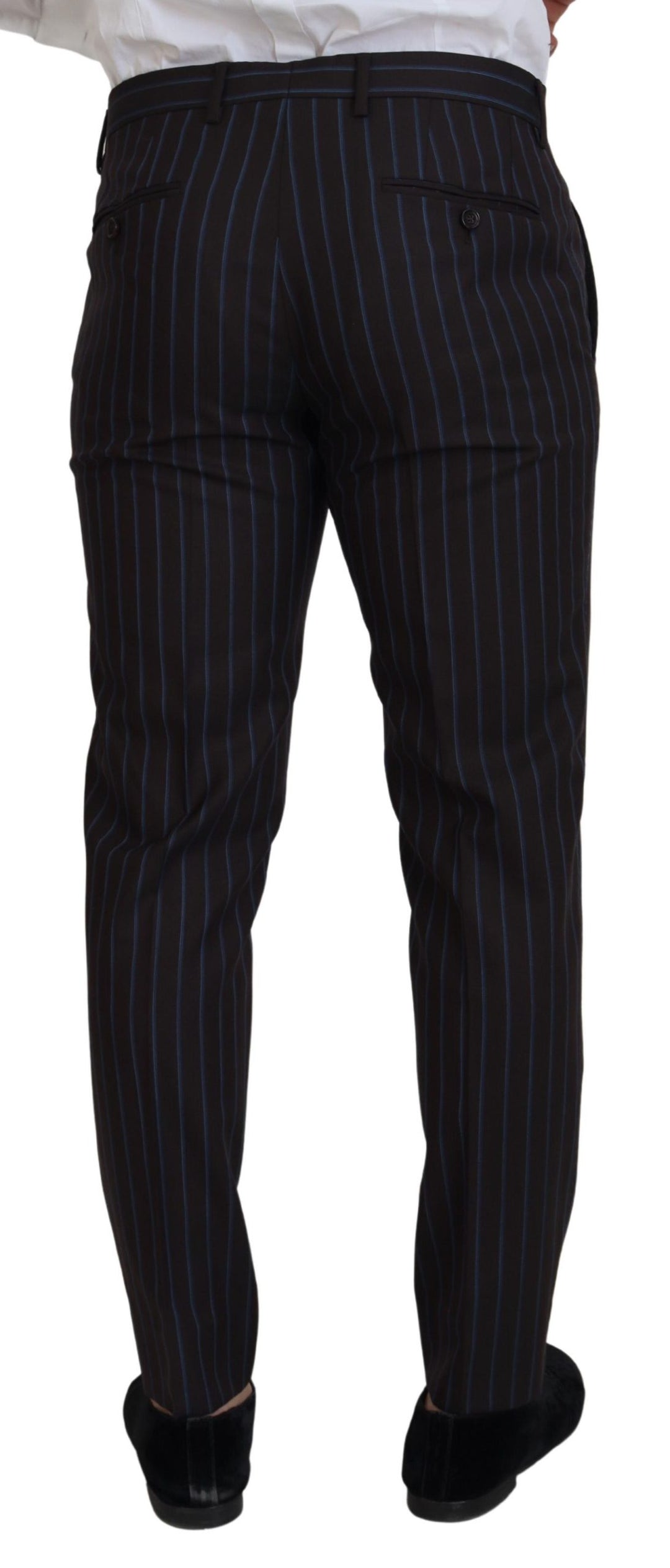 Dolce & Gabbana Black Striped Wool Formal 2 Piece Suit