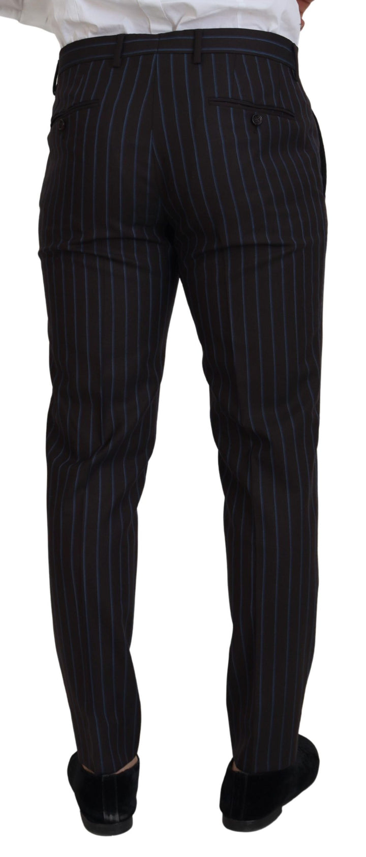 Dolce & Gabbana Black Striped Wool Formal 2 Piece Suit