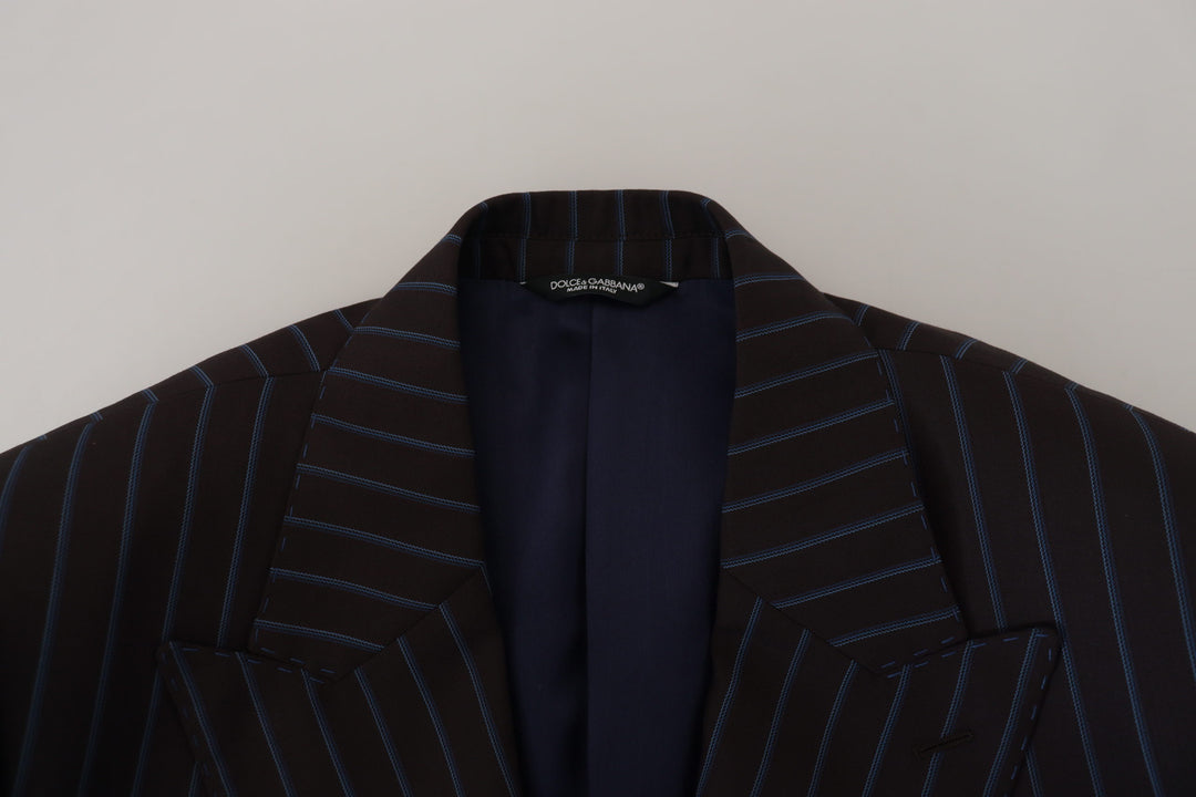 Dolce & Gabbana Black Striped Wool Formal 2 Piece Suit