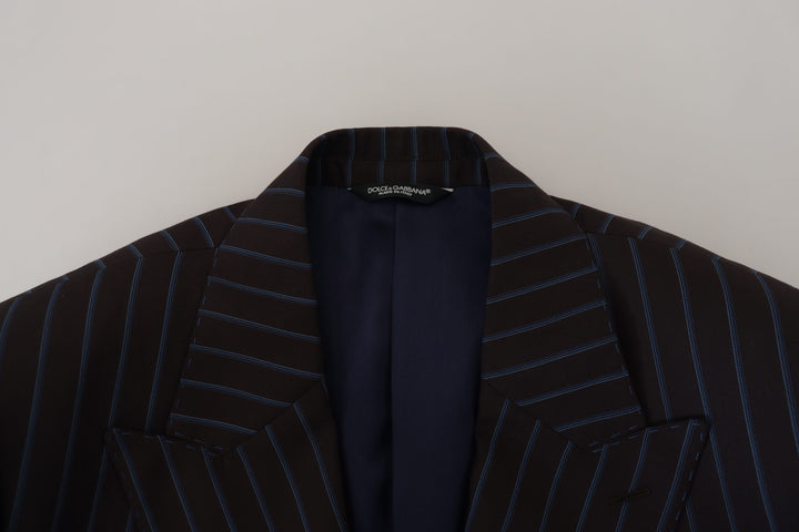 Dolce & Gabbana Black Striped Wool Formal 2 Piece Suit