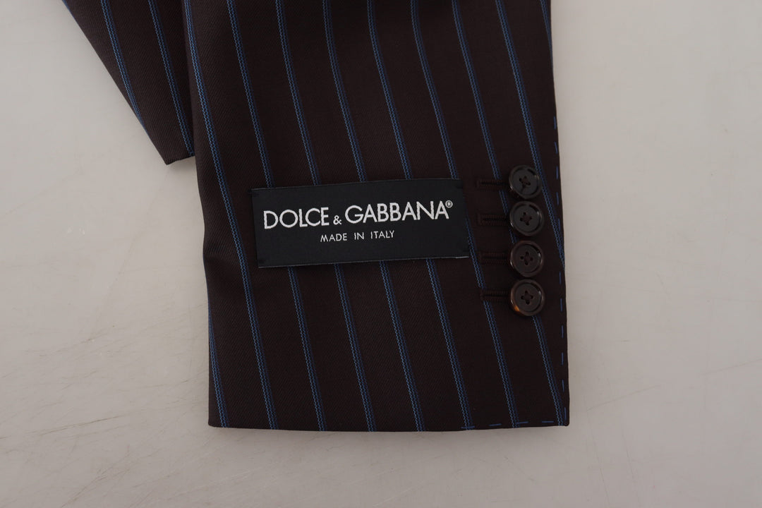 Dolce & Gabbana Black Striped Wool Formal 2 Piece Suit